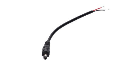 Wtyk DC 5.5x2.1 3A przewód czarny 15cm 22awg