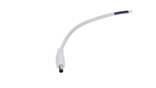 Gniazdo DC 5.5x2.1 5A przewód biały 15cm 18awg