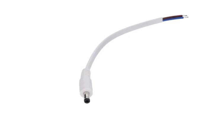 Gniazdo DC 5.5x2.1 5A przewód biały 15cm 18awg