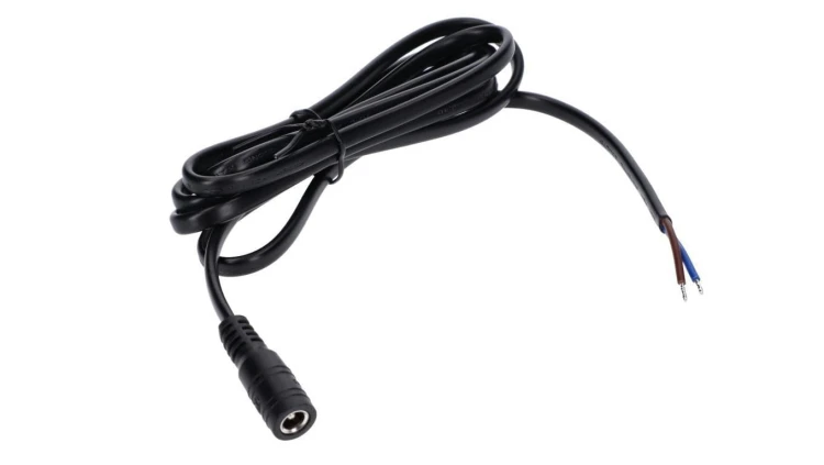 Gniazdo DC 5.5x2.1 5A przewód czarny 150cm 18awg