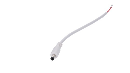Wtyk DC 5.5x2.1 3A przewód biały 15cm 22awg