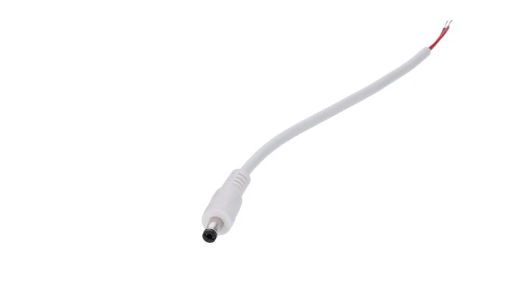 Wtyk DC 5.5x2.1 3A przewód biały 15cm 22awg