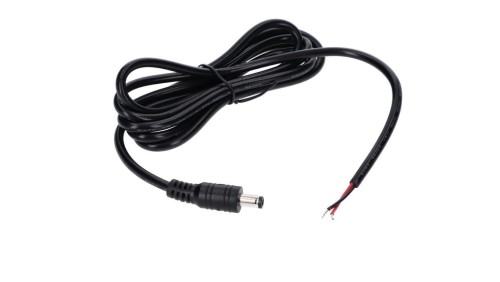 Wtyk DC 5.5x2.1 3A przewód czarny 150cm 22awg