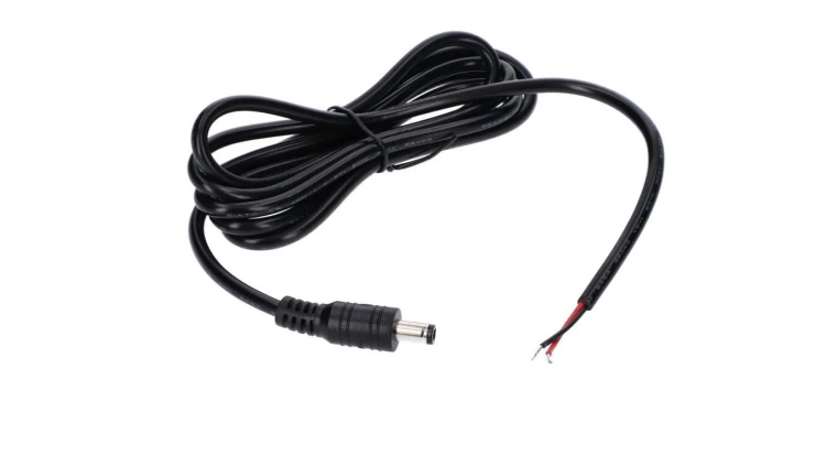 Wtyk DC 5.5x2.1 3A przewód czarny 150cm 22awg