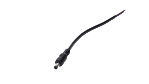 Wtyk DC 5.5x2.1 5A przewód czarny 15cm 18awg