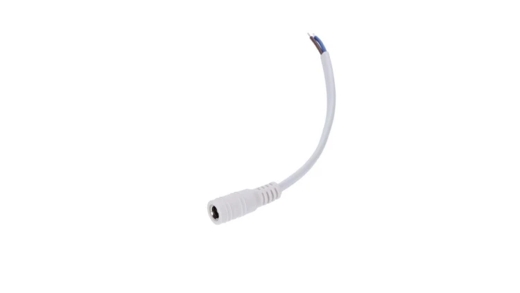 Wtyk DC 5.5x2.1 5A przewód biały 15cm 18awg