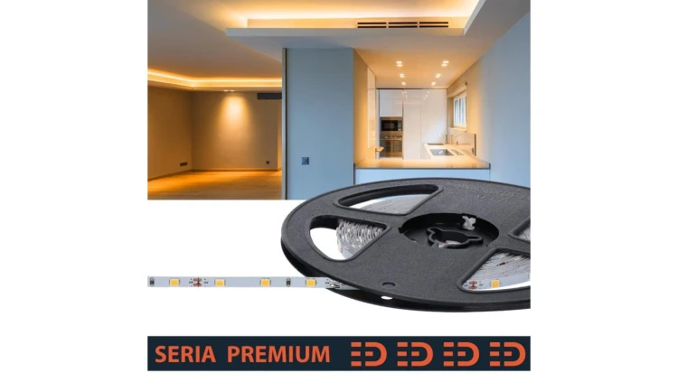 Taśma LED PL Premium Slim 4mm Ciepła biała 3000K 12V 60 LED/m 500lm/m SMD2835 Rolka5m 5 lat gwarancji