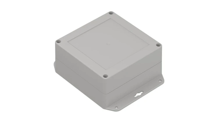 ZP120.120.60UJ TM PC - Obudowa plastikowa ZP120.120.60 jasna z uszami i z tulejkami mosiężnymi PC