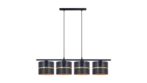 Lampa wisząca czarna ZIMBO, listwa sufitowa, cztery abażury K-5223 Kaja Lighting