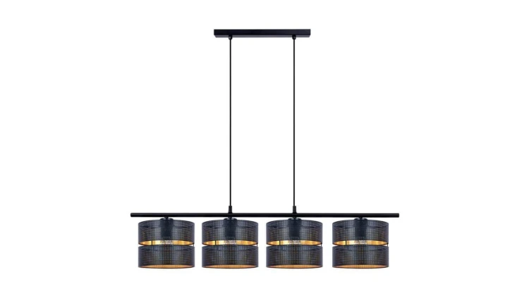 Lampa wisząca czarna ZIMBO, listwa sufitowa, cztery abażury K-5223 Kaja Lighting