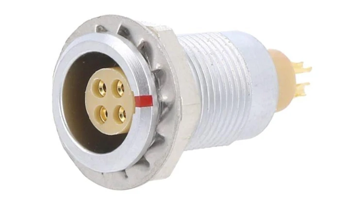 Złącze okrągłe, żeńskie, PIN: 4, gniazdo, proste, na panel, 300 V, 7 A FLBB-04EGFS-GCP-001