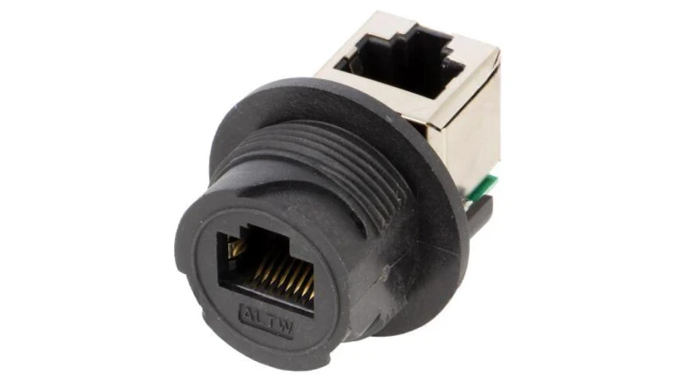 Łącznik, RJ45, cat 5e, PIN: 8, kątowy 90, ekranowany, na panel,skręcane RDP-5SPFFV-TCU7001
