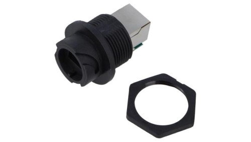 Łącznik, RJ45, cat 5e, PIN: 8, prosty, ODVA, nakrętka od tyłu,na panel,skręcane ROP-5SRFFH-TCU7001