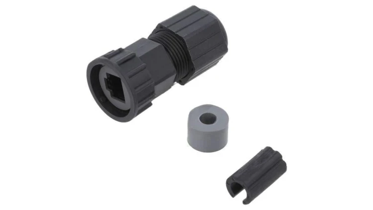 Obudowa złącza RJ45 prosta, plastikowa, na przewód, z wewnętrznym bagnetem 3 punktowym, IP67 RDP-00BMMS-TLM7001
