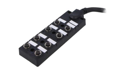 Rozgałęźnik, PIN: 5, wejście: 8 x M12 gniazdo żeńskie, na przewodzie 5m, 24V, 2A DB12-5A8CAB-DPS7B05