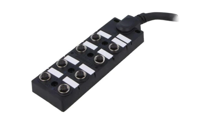 Rozgałęźnik, PIN: 5, wejście: 8 x M12 gniazdo żeńskie, na przewodzie 5m, 24V, 2A DB12-5A8CAB-DPS7B05