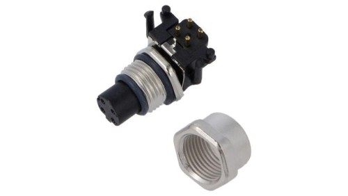 Złącze M12, żeńskie, PIN: 4, wtyk, proste, ekranowane, na panel, 250 V, 4 A MSDS-04PFFR-SF7003