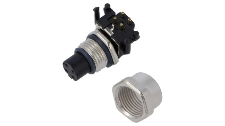 Złącze M12, żeńskie, PIN: 4, wtyk, proste, ekranowane, na panel, 250 V, 4 A MSDS-04PFFR-SF7003