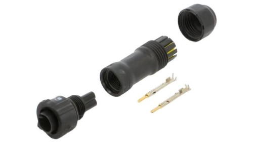Złącze okrągłe, męskie, PIN: 2, wtyk, na przewód, 300 V, 10 A BB-02BFMA-QL8MPP