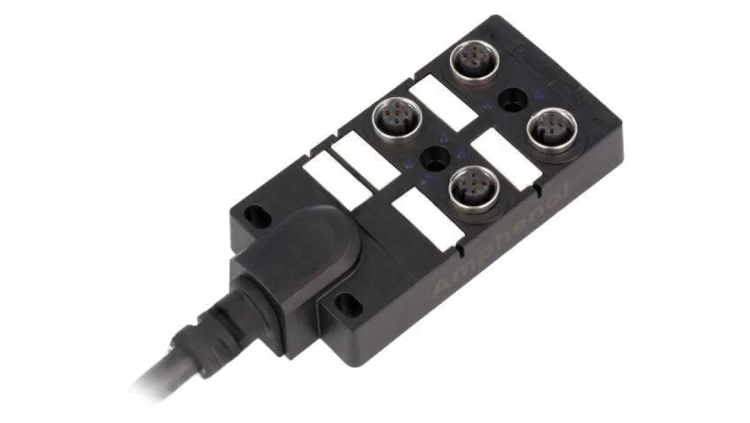 Rozgałęźnik, PIN: 5, wejście: 4 x M12 gniazdo żeńskie, na przewodzie 1m, 24V, 2A DB12-5A4CAB-DPS7B01
