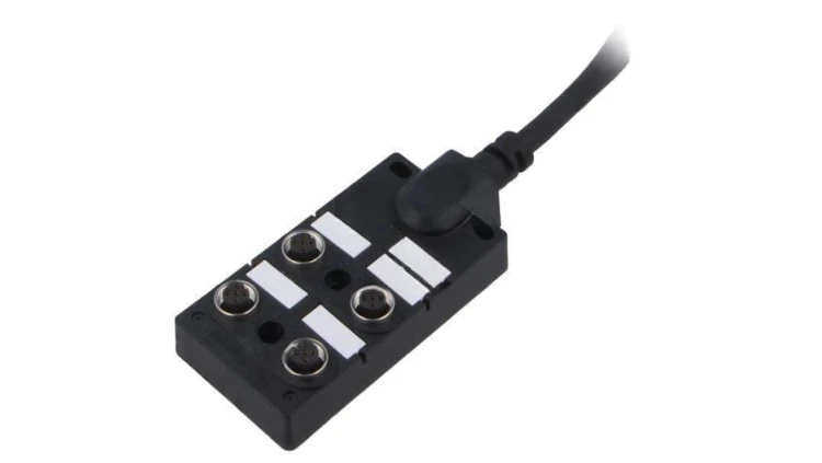 Rozgałęźnik, PIN: 5, wejście: 4 x M12 gniazdo żeńskie, na przewodzie 10m, 24V, 2A DB12-5A4CAB-DPS7B10