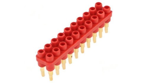 Listwa gniazdowa bananowe 2mm czerwony 70VDC 10A 33VAC 6mm 63.9356-22