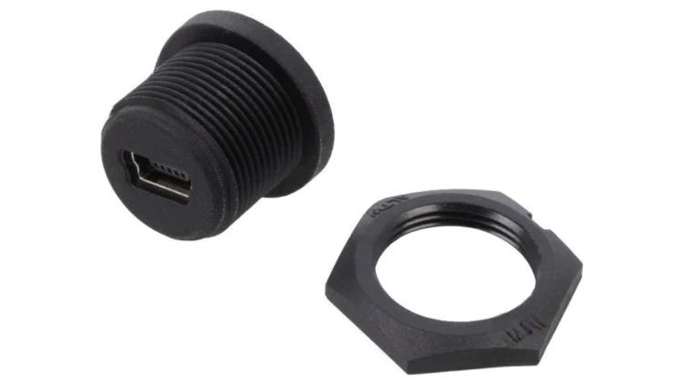 Złącze USB B mini, żeńskie, gniazdo, proste NUB-20PMFP-SC7001