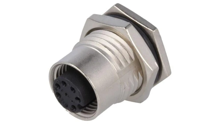 Złącze M12, żeńskie, PIN:8, gniazdo, proste, 30V M12A-08PFFP-SF8001