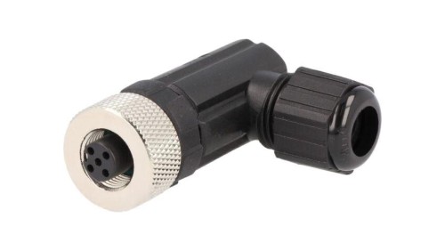 Złącze M12, żeńskie, PIN:5, wtyk, kątowe 90, 250V M12A-05BFFB-SR7001