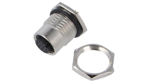 Złącze M12, żeńskie, PIN:12, gniazdo M12A-12PFFS-SF8001