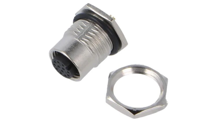 Złącze M12, żeńskie, PIN:12, gniazdo M12A-12PFFS-SF8001
