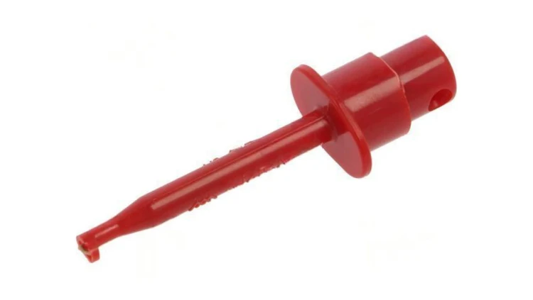 Chwytak pomiarowy haczykowy 1A 60VDC czerwony 2mm 30VAC 24.0139-22