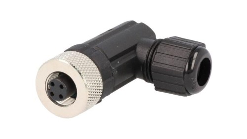 Złącze M12, żeńskie, PIN:4, wtyk, kątowe 90, 250V M12A-04BFFB-SR7001