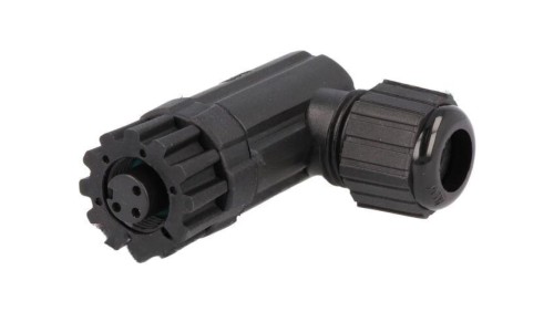 Złącze M12, żeńskie, PIN:4, wtyk, kątowe 90, 250V MSAP-04BFFB-SR7001