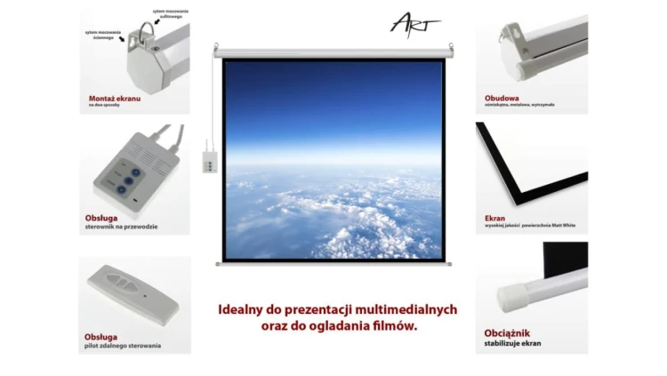 EKRAN ELEKTRYCZNY 16:9 119 264x147cm z pilotem FS-119 16:9 ART