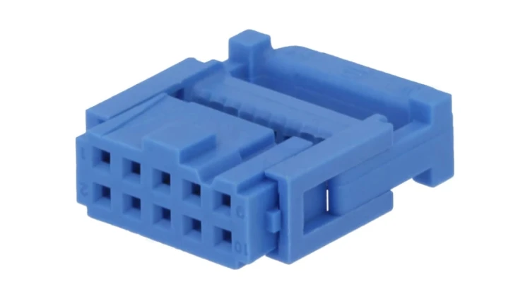 Wtyk IDC żeński 10-pin IDC do kabla taśmowego 1,27mm niebieski 1658527-4