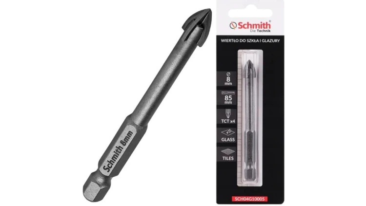 Wiertło do szkła gresu ceramiki glazury 8mm otwornica HEX Schmith