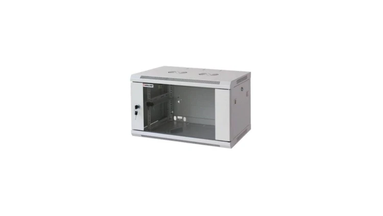 Szafka wisząca złożona 6U 600x450 rack 19 drzwi szkło szara