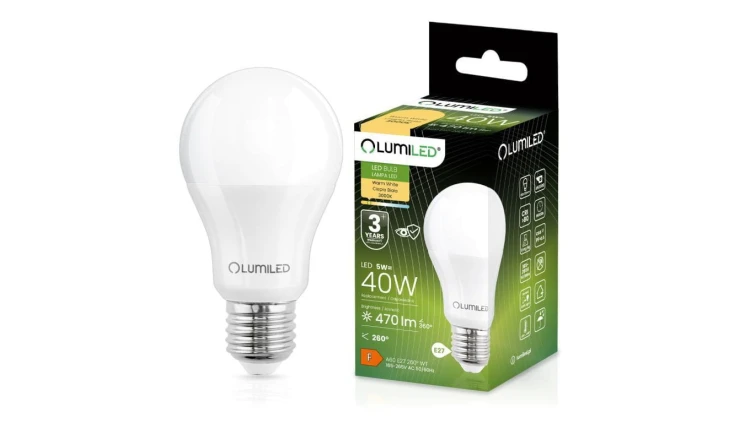 Żarówka LED E27 A60 5W = 40W 470lm 3000K Ciepła 260 LUMILED