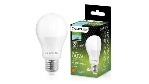Żarówka LED E27 A60 8W = 60W 806lm 6500K Zimna 260 LUMILED