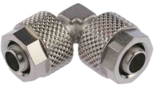 Adapter gwintowany typu kolanko rura – rura, Wciskane 8 mm, Wciskane 8 mm, Żeńskie, Żeńskie, 15 barów