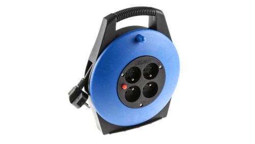 10m Przedłużacz bębnowy 10m 1 mm² 4 gniazda 10A 230 V AC CEE 7/7 niemieckie Schuko/francuskie Czarny PVC Typ E -