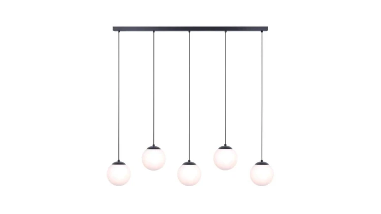 Lampa wisząca, zwisy regulowane na listwie CAMINA, szklane klosze K-4747 Kaja Lighting
