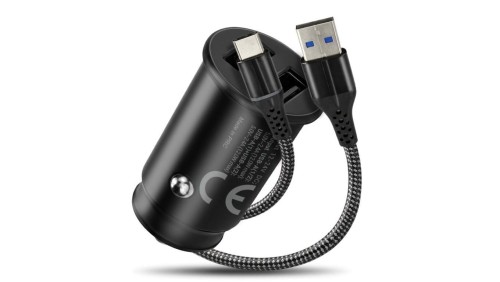 Ładowarka samochodowa everActive CC-25C dwa gniazda USB 12W + kabel USB-C 1m