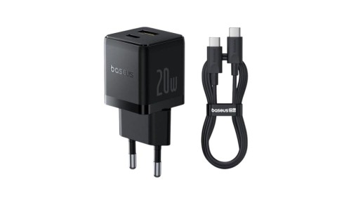 Baseus Palm P10111608113-01 20W szybka ładowarka sieciowa z gniazdem USB + USB-C PD 3.0 + kabel 1m