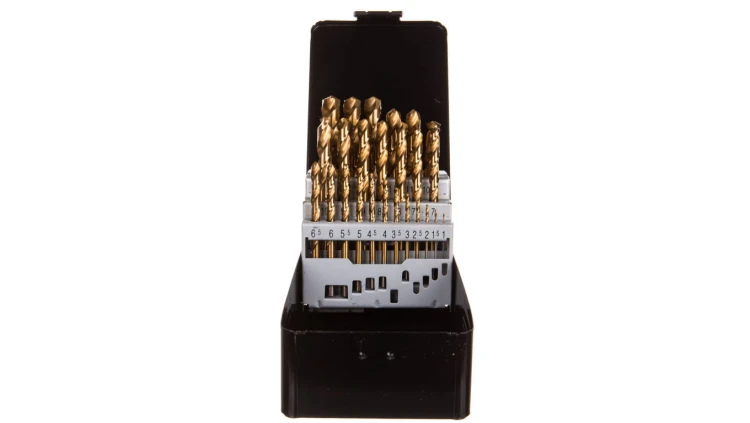 Zestaw wierteł do metalu HSS-TiN 1.0-13 mm głęboko szlifowane stal 9341 DIN338 25 elementów 57H200