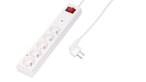 Listwa przeciwprzepięciowa PS-5PF z filtrem 5-gniazd z/u 10A 5m /OMY 3x1/ biała