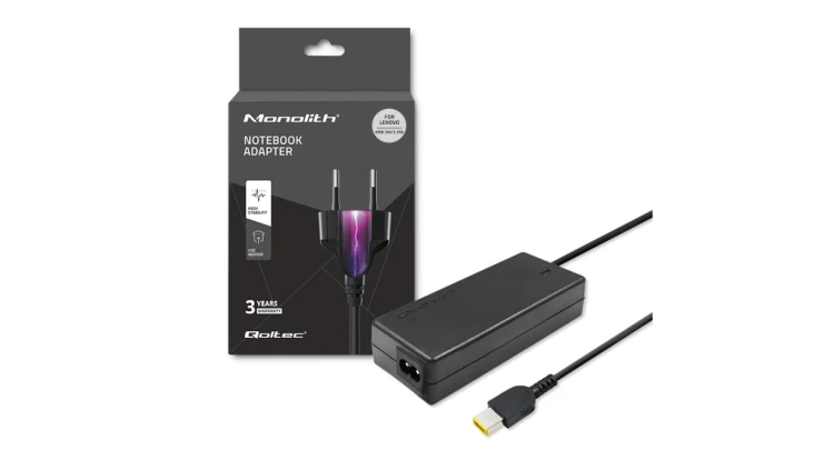 Qoltec Zasilacz do laptopa Lenovo 65W 20V 3.25A Slim tip+pin +kabel zasilający