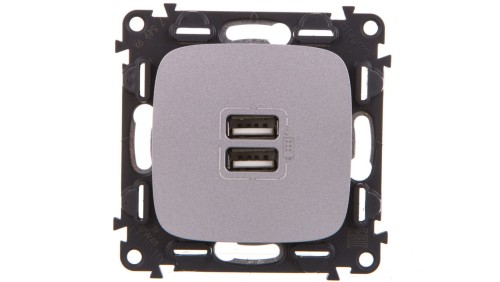 VALENA ALLURE Gniazdo ładowania usb podwójne aluminium 754997