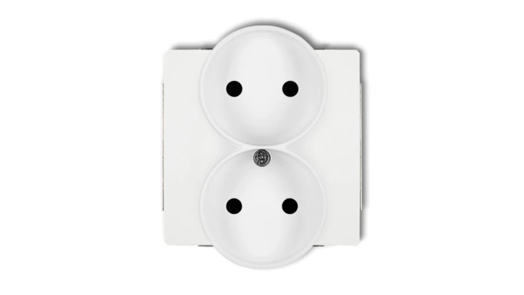 DECO Gniazdo podwójne b/u 2x2P biały DGPR-2p